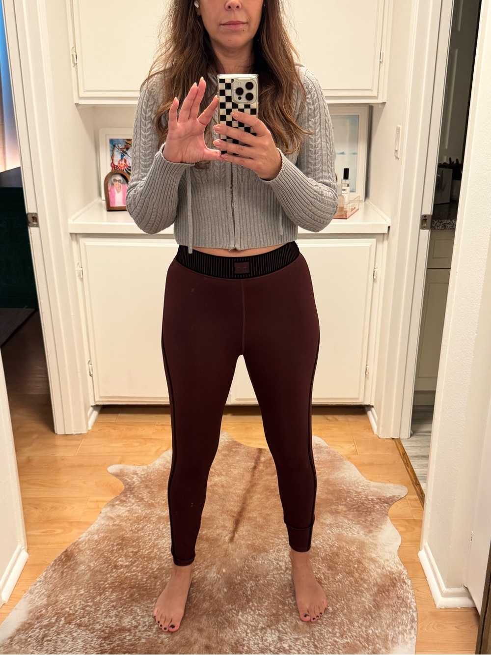 ALO Airlift High-Waist 7/8 Line Up Leggings in Dark Cranberry